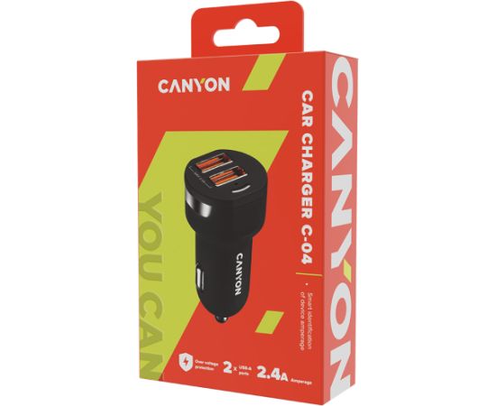 CANYON car charger C-04 2.4A/2USB-A Black