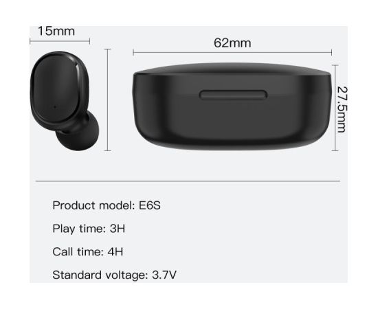 RoGer E6S TWS Беспроводные наушники IPX4 / BT5.0