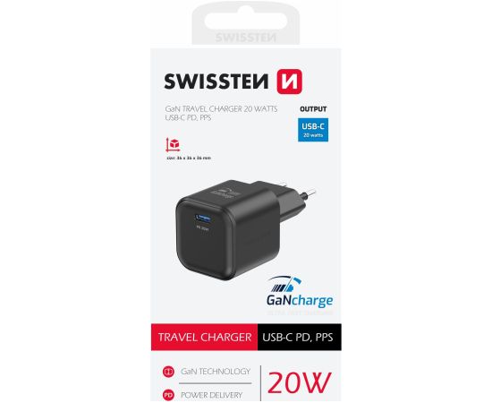 Swissten Tīkla Lādētājs GaN USB-C 20W PD