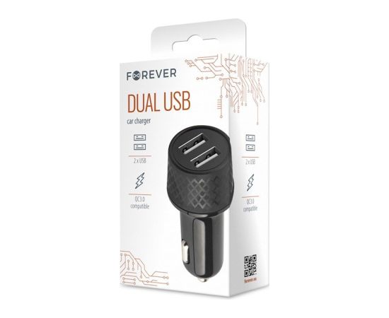 Forever LA-03 Автомобильное Зарядное Устройство USB 2.4A / USB QC 3.0