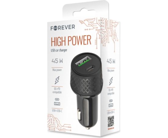 Forever LA-04 USB / USB-C Auto Lādētājs 45W