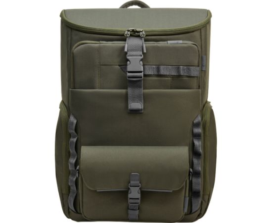 HP Modular 15.6 Backpack, 3-in-One (RFID Pouch, Backpack, Sleeve), Water Resistant with Rain Cover, Cable Pass-through, 27 Liter Capacity - Dark Olive Green / 9J496AA