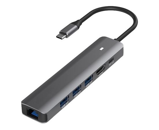 Extradigital Aдаптер USB Type-C - HDMI, LAN, 3x USB 3.0 Type-A, USB Type-C PD100W