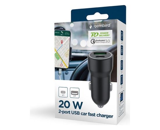 MOBILE CHARGER CAR USB 2PORT/TA-UC-A2PDQC20-CAR-01 GEMBIRD