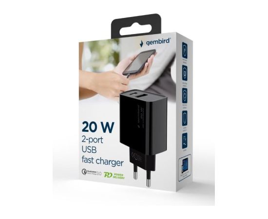 CHARGER USB UNIVERSAL QC3.0/TA-UC-PDQC20-01-BK GEMBIRD