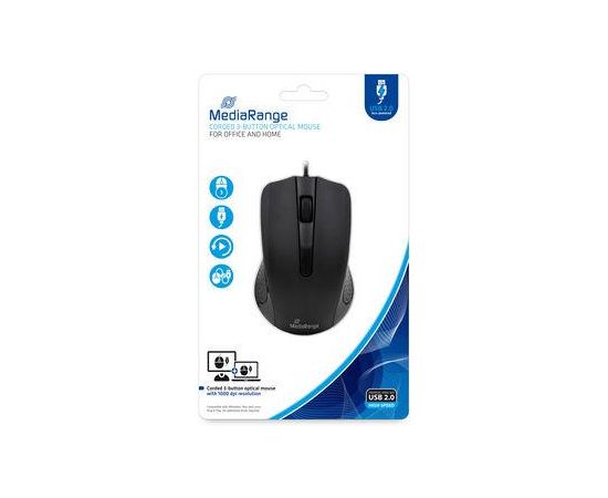 MOUSE USB OPTICAL BLACK/3-BUTTON MROS210 MEDIARANGE