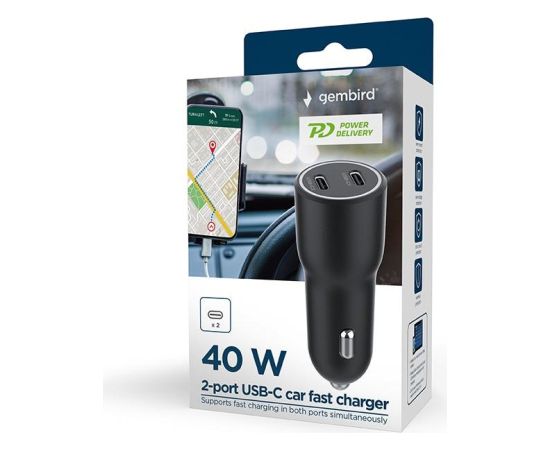MOBILE CHARGER CAR USB 2PORT/TA-UC-C2PD40-CAR-01 GEMBIRD