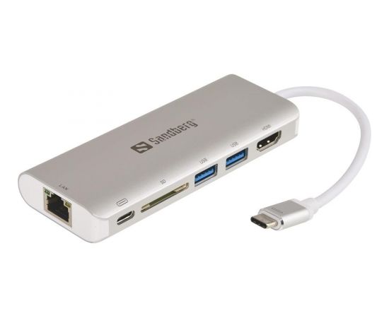 Sandberg USB-C Dock HDMI+LAN+SD+USB, 61W