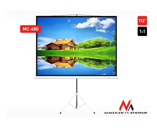 Maclean MC-680 Economy Budget Portable Tri  Projection Screen 112'' 1:1 200x20