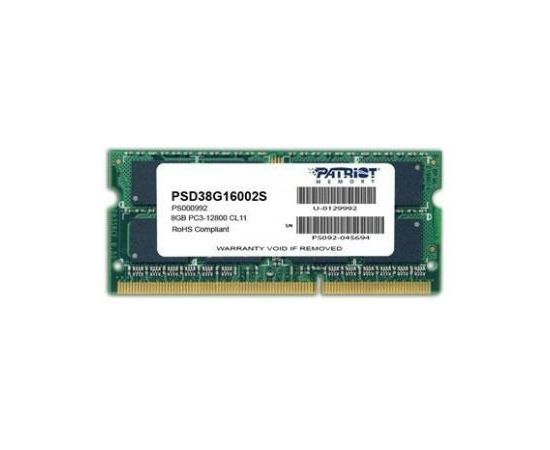 Patriot SIGNATURE 8GB DDR3 1600MHz SO-DIMM PSD38G16002S operatīvā atmiņa