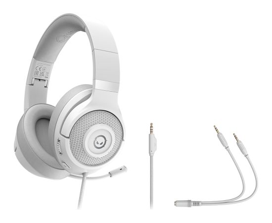 LORGAR Noah 101, Gaming headset with microphone, 3.5mm jack connection, cable length 2m, foldable design, PU leather ear pads, size: 185*195*80mm, 0.245kg, white