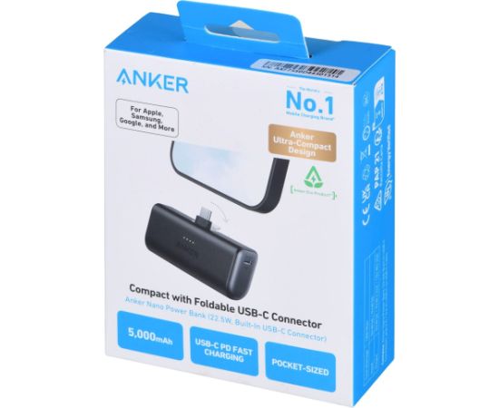 Powerbank Anker Nano 5000mAh 22.5W z wbudowanym złączem USB-C czarny