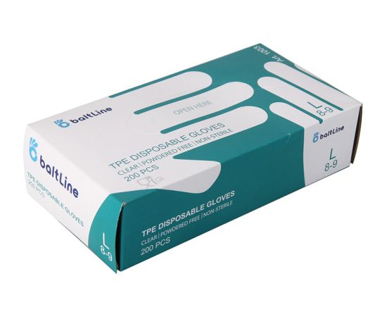 Darba cimdi TPE nepūder. caurspīd. L 200gab. Telpu tīrīšanas un uzkopšanas piederumi