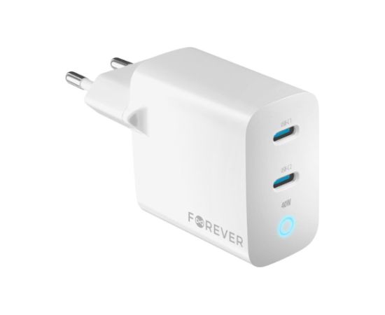 Forever TC-06-40CC GaN Tīkla Lādētājs PD / QC / 2x USB-C / 40W