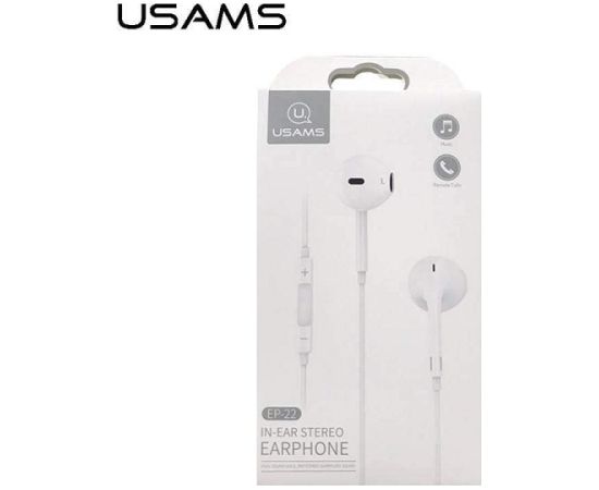 USAMS Stereo austiņas EP-22 white |white HSEP2201 jack 3,5mm ligzda