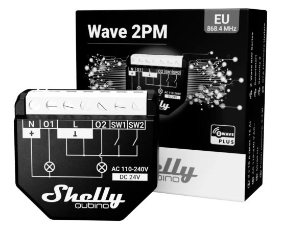 Shelly Wave 2PM, relay (black, pack of 4)