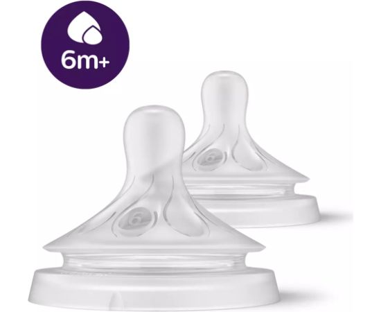 Philips Avent Natural Response barošanas pudeļu silikona knupīši, biezai barībai 6M+ (2 gab) - SCY966/02