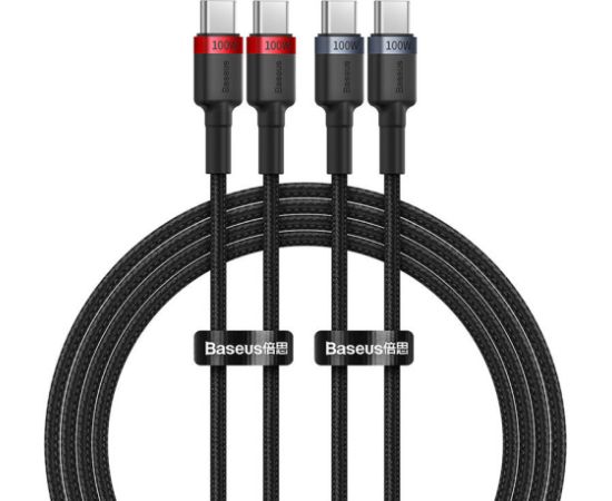 Cable Baseus Cafule USB-C to USB-C 100W,2m, 2psc (Red Black, Grey Black)