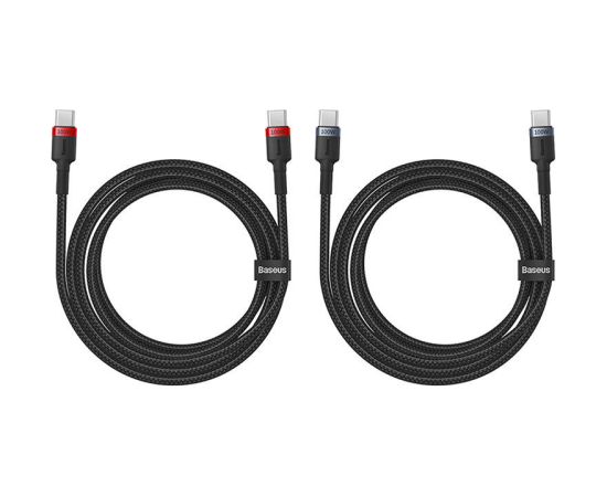 Cable Baseus Cafule USB-C to USB-C 100W,2m, 2psc (Red Black, Grey Black)