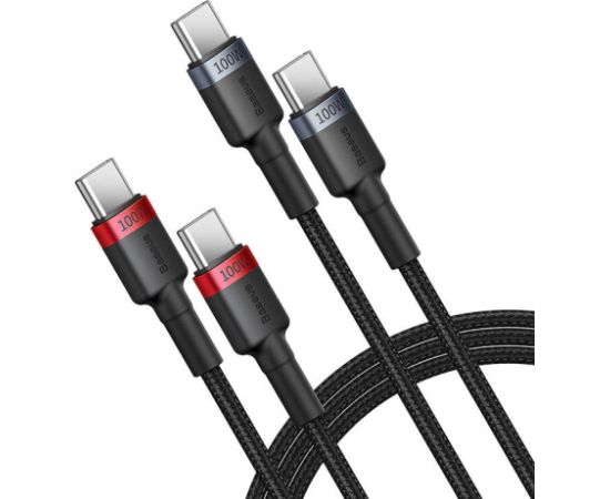 Cable Baseus Cafule USB-C to USB-C 100W,1m, 2psc (Red Black, Grey Black)