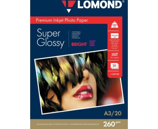 Lomond Premium Photo Paper Super Glossy 260 g/m2 A3, 20 sheets, Bright