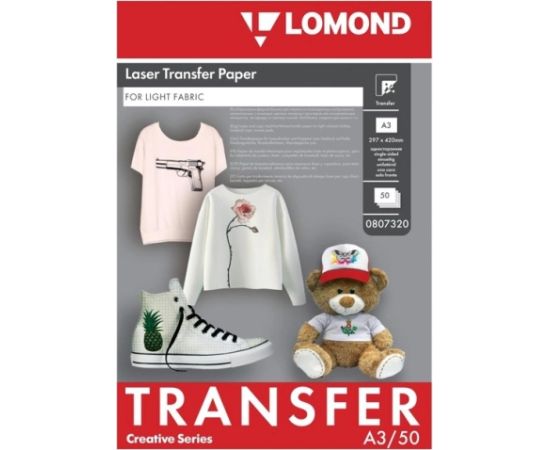 Lomond Thermotransfer Laser Paper A3, 50 sheets, for Light Fabrics