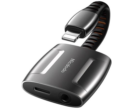 Lightning to Lightning + AUX 3.5mm mini jack adapter, Mcdodo CA-6340 (black)