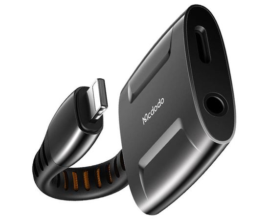 Lightning to Lightning + AUX 3.5mm mini jack adapter, Mcdodo CA-6340 (black)