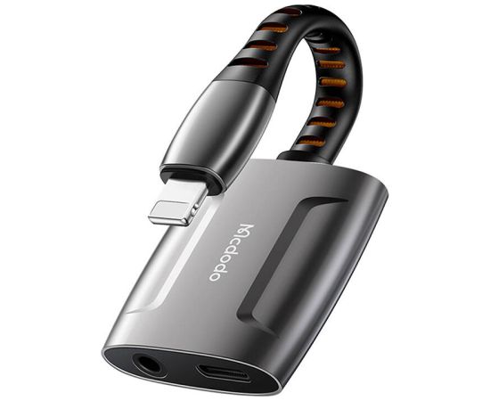 Lightning to Lightning + AUX 3.5mm mini jack adapter, Mcdodo CA-6340 (black)