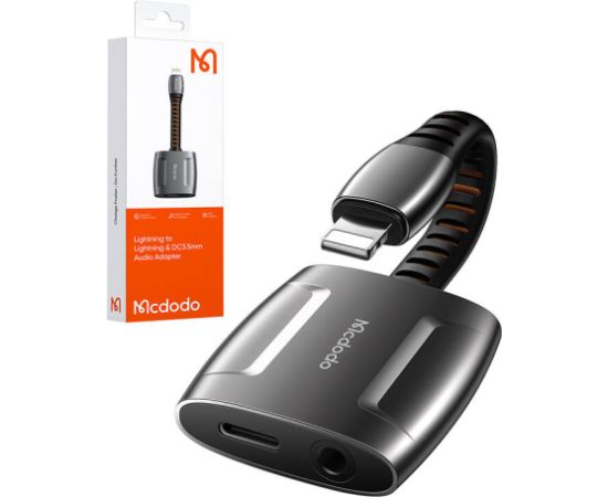 Lightning to Lightning + AUX 3.5mm mini jack adapter, Mcdodo CA-6340 (black)