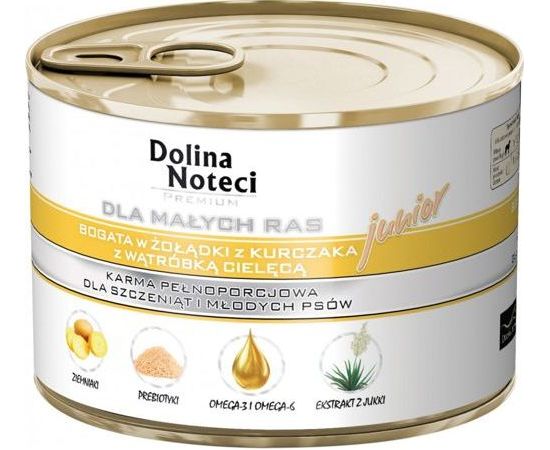 Dolina Noteci Dolina Noteci PREMIUM dla psów małych ras JUNIOR bogata w żołądki z kurczaka z wątróbką cielęcą 185 g