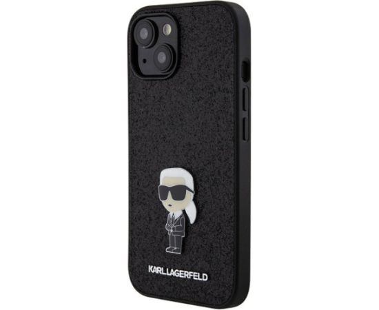 Karl Lagerfeld Fixed Glitter Ikonik Logo Metal Pin Back Case Aizsargapvalks Priekš Apple iPhone 15