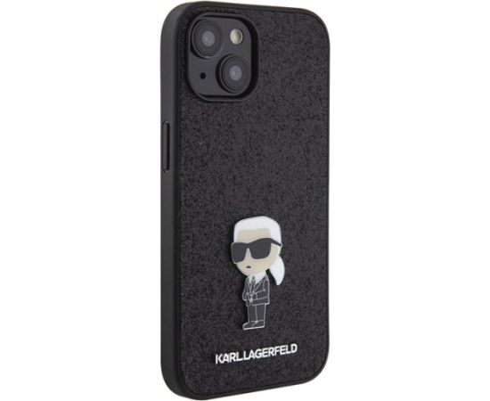 Karl Lagerfeld Fixed Glitter Ikonik Logo Metal Pin Back Case Aizsargapvalks Priekš Apple iPhone 15