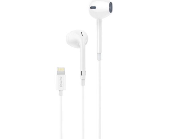Foneng T28 Wired Earphones, Lightning, with remote Control (White)