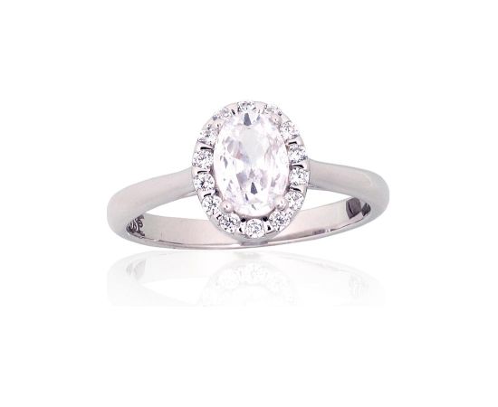 Sudraba gredzens #2101982(PRh-Gr)_CZ, Sudrabs 925°, rodijs (pārklājums), Cirkoni, Izmērs: 17, 2.7 gr. Sieviešu