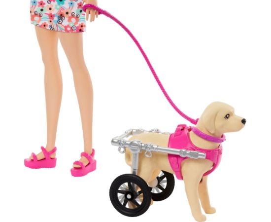 Lalka Barbie Mattel Lalka i piesek na wózku Zestaw (HTK37)