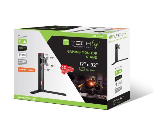 Techly Desk Stand for Gaming LCD Monitor 17-32" Black