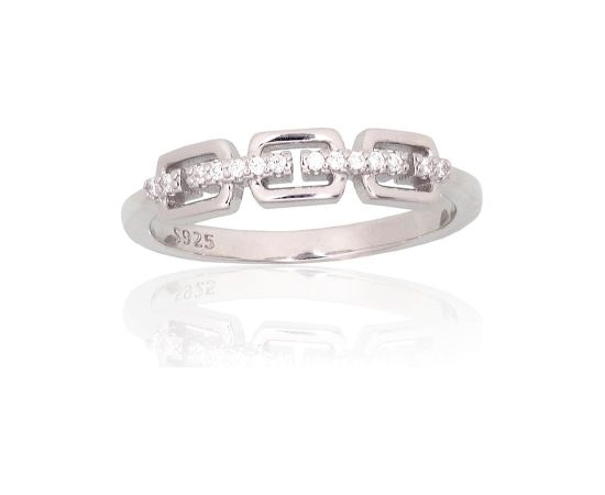 Sudraba gredzens #2101952(PRh-Gr)_CZ, Sudrabs 925°, rodijs (pārklājums), Cirkoni, Izmērs: 17.5, 2 gr. Sieviešu