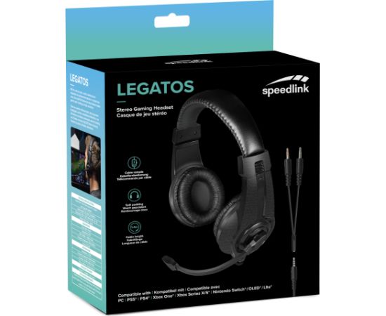 Speedlink наушники + микрофон Legatos PC/PS5/PS4/Xbox Series X/S/Switch/OLED/Lite (SL-860014-BK)
