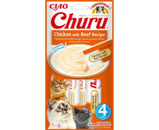 INABA Churu Chicken with Beef Recipe - cat treats - 4x14 g