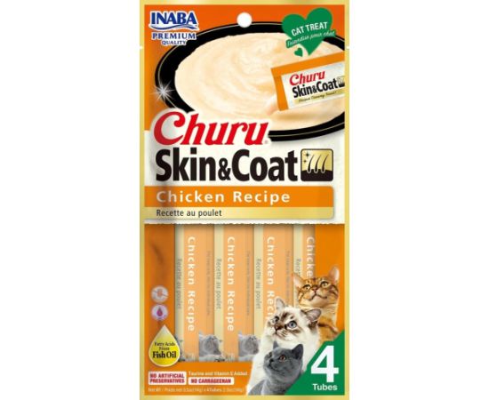 INABA Churu Skin&Coat Chicken recipe - cat treats - 4x14 g
