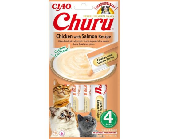INABA Churu Chicken with salmon recipe - cat treats - 4x14 g