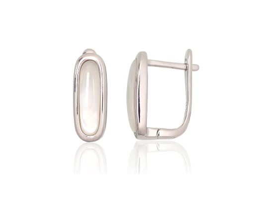 Sudraba auskari ar 'angļu' slēdzēju #2204178(PRh-Gr)_PL, Sudrabs 925°, rodijs (pārklājums), Perlamutrs, 4.1 gr. Ar "angļu" slēdzēju