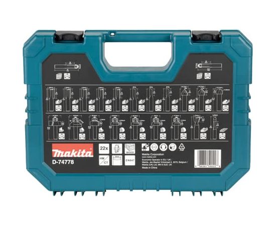 Makita cutter set D-74778, 22 pieces (8mm shank)