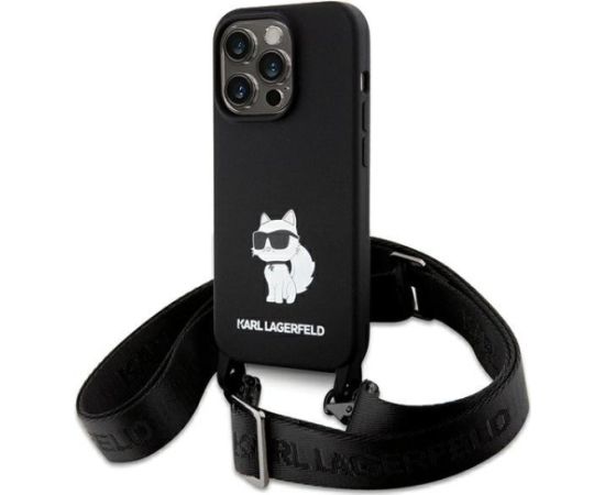 Karl Lagerfeld Crossbody Silicone Choupette Back Case Aizsargapvalks Priekš Apple iPhone 15 Pro Max