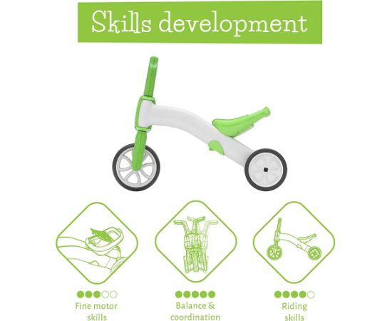 Chillafish Bunzi līdzsvara velosipēds - transformers pašiem mazākajiem 2-in-1, no 1 līdz 3 gadiem, zaļš - CPBN02LIM Баланс-велосипеды для детей