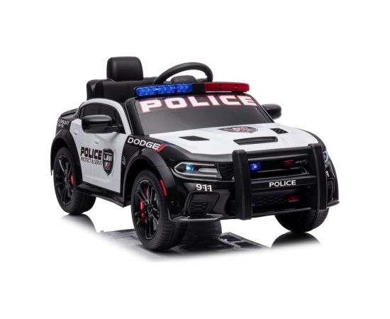 Lean Cars ﻿Battery-powered car Dodge Charger Police White and Black Bērnu elektriskās automašīnas