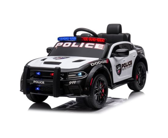 Lean Cars ﻿Battery-powered car Dodge Charger Police White and Black Bērnu elektriskās automašīnas
