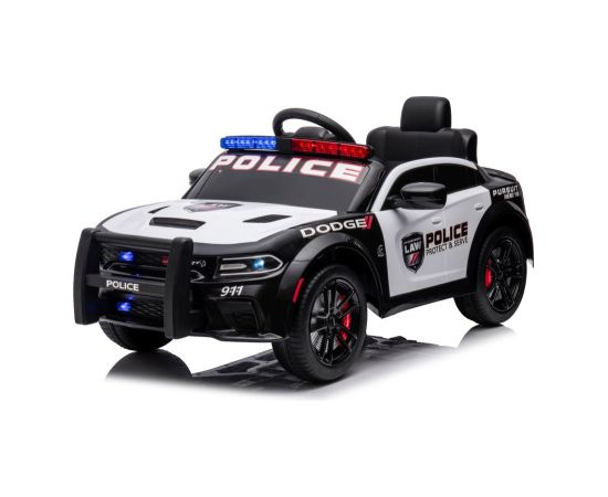Lean Cars ﻿Battery-powered car Dodge Charger Police White and Black Bērnu elektriskās automašīnas