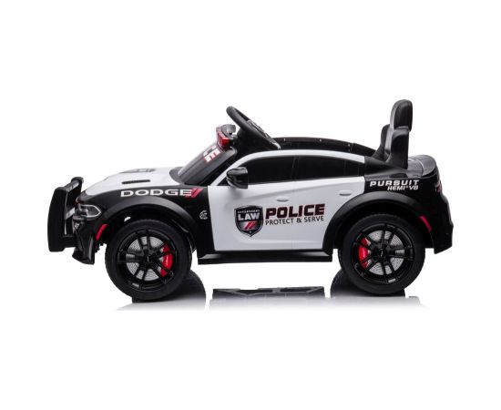 Lean Cars ﻿Battery-powered car Dodge Charger Police White and Black Bērnu elektriskās automašīnas